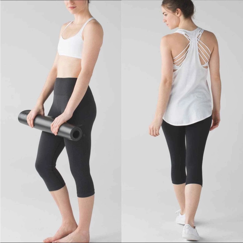 Lululemon Flow & Go Crop Leggings Black Second Skin High Rise Yoga Gym Women 6